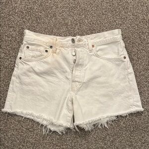 Agolde White Denim Shorts